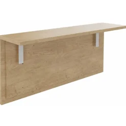 Banque d'accueil OLA - Ensemble composé d'un module haut + un module PMR et d'une tablette chêne clair - L222,5 cm - blanc perle et chêne clair
