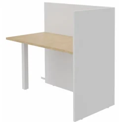 Banque d'accueil Retour direct haut OLA - L122,5 x H112 x P62,5 cm - structure blanc perle, plateau chêne clair