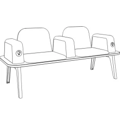 Banquette ILO - 2 places L172xP67cm - carbone - structure noyer - tissu gris chiné