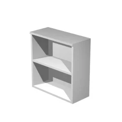 Bibliothèque basse Trend - L80xP44xH72 cm - 2 portes en mélaminé imitation chêne - panneaux gris