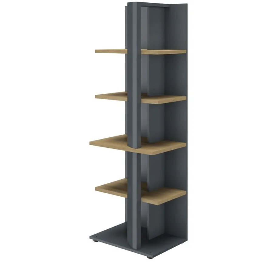 Bibliothèque haute ARCADE - L60 x H182 x P45 - 4 étagères - anthracite
