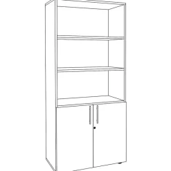 Bibliothèque haute INEO/LEVEL/STEELY/WOODY - Corps blanc - Portes et dessus Blanc perle