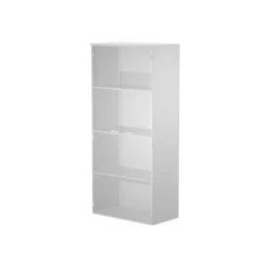 Bibliothèque haute Trend - L80xP44xH180 cm - 2 portes en verre dépoli - panneaux gris