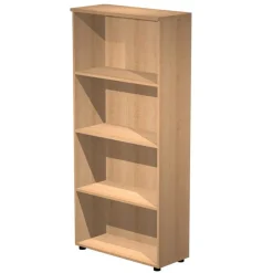 Bibliothèque haute Trend - L80xP35xH180 cm - 2 portes en mélaminé - portes et panneaux imitation hêtre