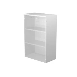 Bibliothèque haute Trend - L80xP44xH120 cm - 2 portes en verre dépoli - panneaux gris