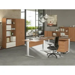 Bibliothèque haute Trend - L80xP35xH180 cm - sans porte - imitation noyer clair