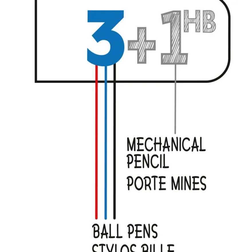 BIC 4 Couleurs - 12 Stylos à bille 4 couleurs - 3 couleurs et 1 porte-mines