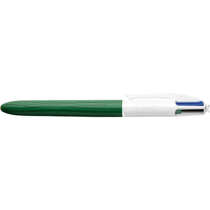 BIC 4 Couleurs Bois - Stylo à bille 4 couleurs effet bois - disponible dans différentes couleurs
