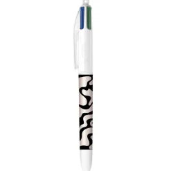 BIC 4 Couleurs Décors Waves Stylo-Bille Rétractable et Rechargeable Pointe Moyenne (1,0 mm)