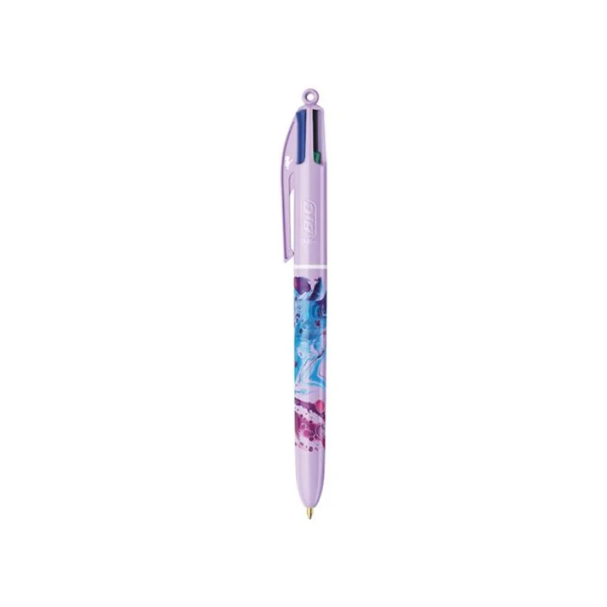BIC 4 Couleurs Decors - Stylo bille 4 couleurs - noir, bleu, rouge, vert - 1 mm - moyen - rétractable