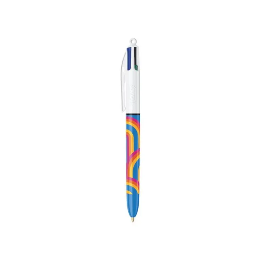 BIC 4 Couleurs Decors - Stylo bille 4 couleurs - noir, bleu, rouge, vert - 1 mm - moyen - rétractable