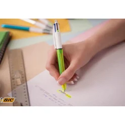 BIC 4 Couleurs Fluo - Stylo à bille 4 couleurs