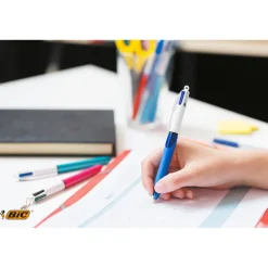 BIC 4 Couleurs Grip - Stylo à bille 4 couleurs - noir, rouge, bleu, vert - rétractable