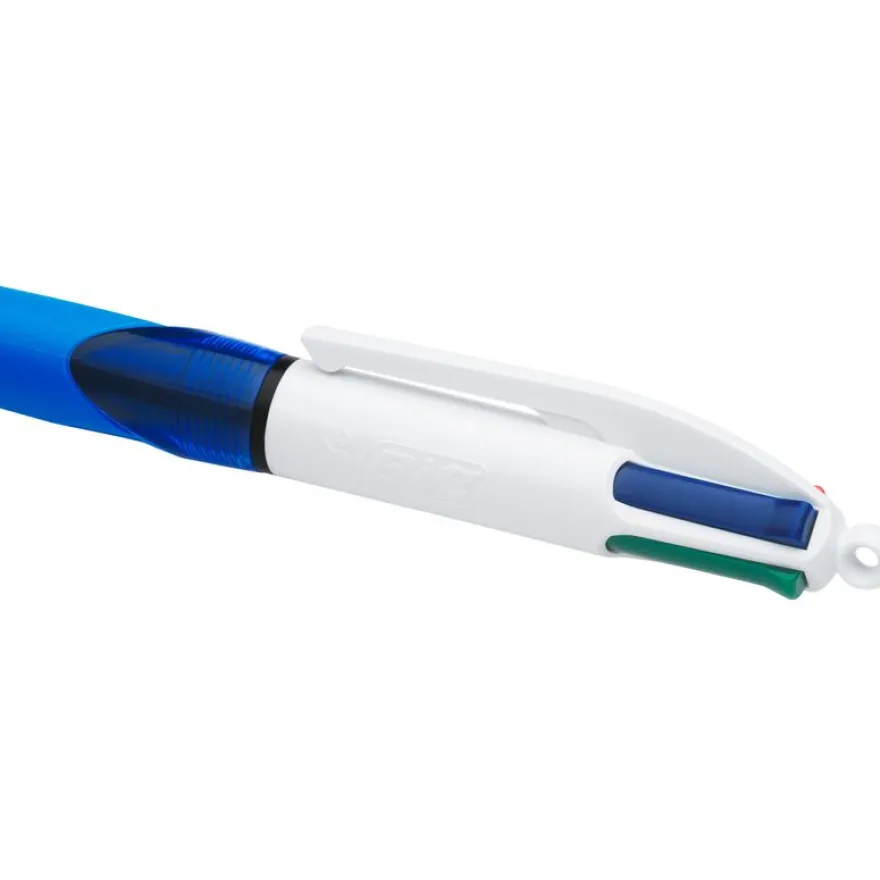 BIC 4 Couleurs Grip - Stylo à bille 4 couleurs - noir, rouge, bleu, vert - rétractable
