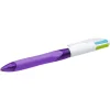 BIC 4 Couleurs Grip Fun - Stylo à bille 4 couleurs - au choix : rose, turquoise, violet, vert citron