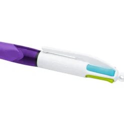 BIC 4 Couleurs Grip Fun - Stylo à bille 4 couleurs - au choix : rose, turquoise, violet, vert citron