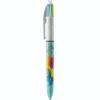 BIC 4 Couleurs Original - Stylo à bille 4 couleurs (rouge, bleu, vert, noir) - décors hydro bleu ciel