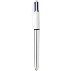 BIC 4 Couleurs Shine - Stylo à bille 4 couleurs - corps argent