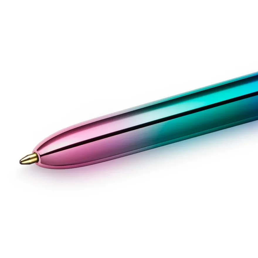 BIC 4 Couleurs Shine Gradient - Stylo à bille 4 couleurs - paon irisé