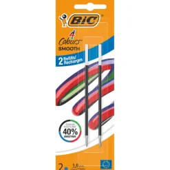 BIC 4 Couleurs Smooth - Recharge - bleu - 1 mm - moyen (pack de 2)