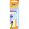 BIC – Lot de 3 stylos bille Cristal Pastel – encre bleue, pointe 1 mm