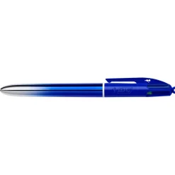 BIC 4 Couleurs Smooth Stylos-Bille Rétractables à Pointe Moyenne (1 mm) avec corps bleu roi dégradé - Couleurs d’Encre Assorties,