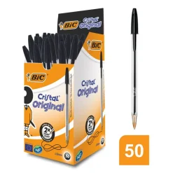 BIC Cristal - 50 Stylos à bille - noir - 1 mm - pointe moyenne