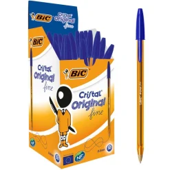 BIC Cristal Fine - 50 Stylos à bille - bleu