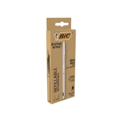 BIC Cristal Re'New - Stylo à bille noir + 2 recharges