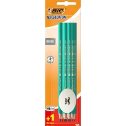 BIC EVOLUTION 650 - Pack de 10 Crayons à papier HB + gomme