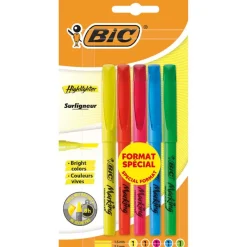 BIC Highlighter - Pack de 5 surligneurs - couleurs assorties