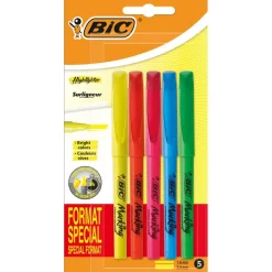 BIC Highlighter - Pack de 5 surligneurs - couleurs assorties
