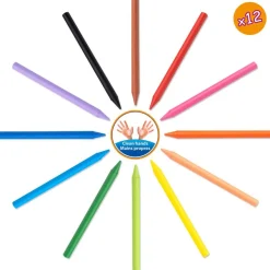 BIC Kids Plastidecor - 12 Craies de coloriage à la cire - couleurs vives