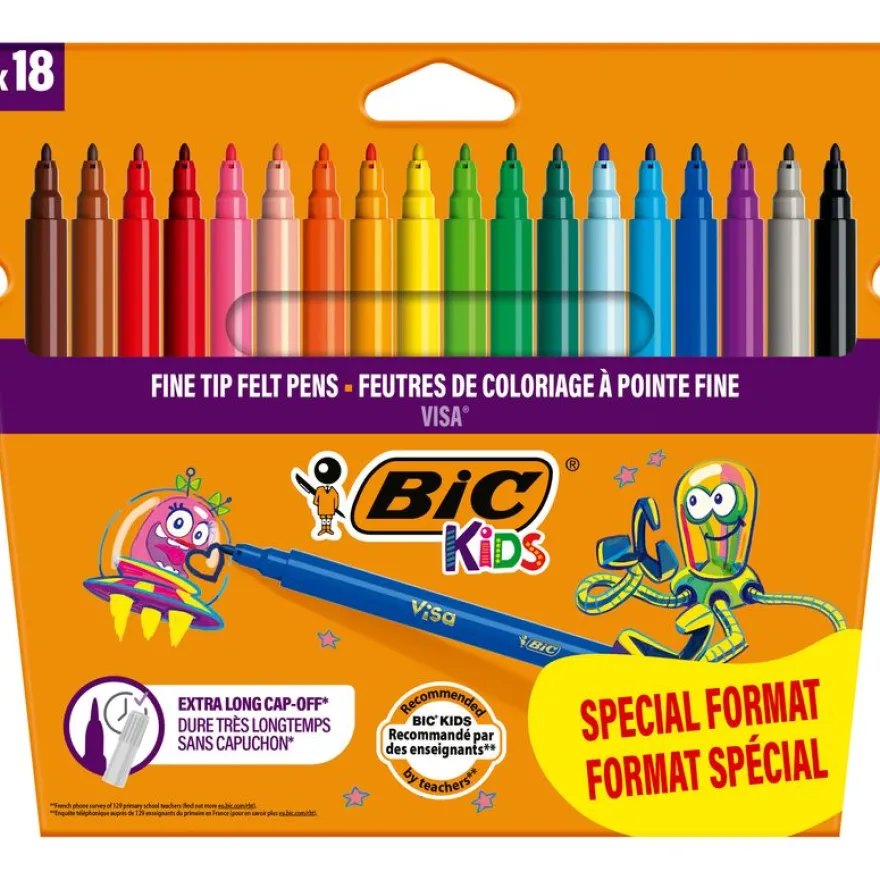 BIC Kids Visa - 18 Feutres format spécial - pointe fine