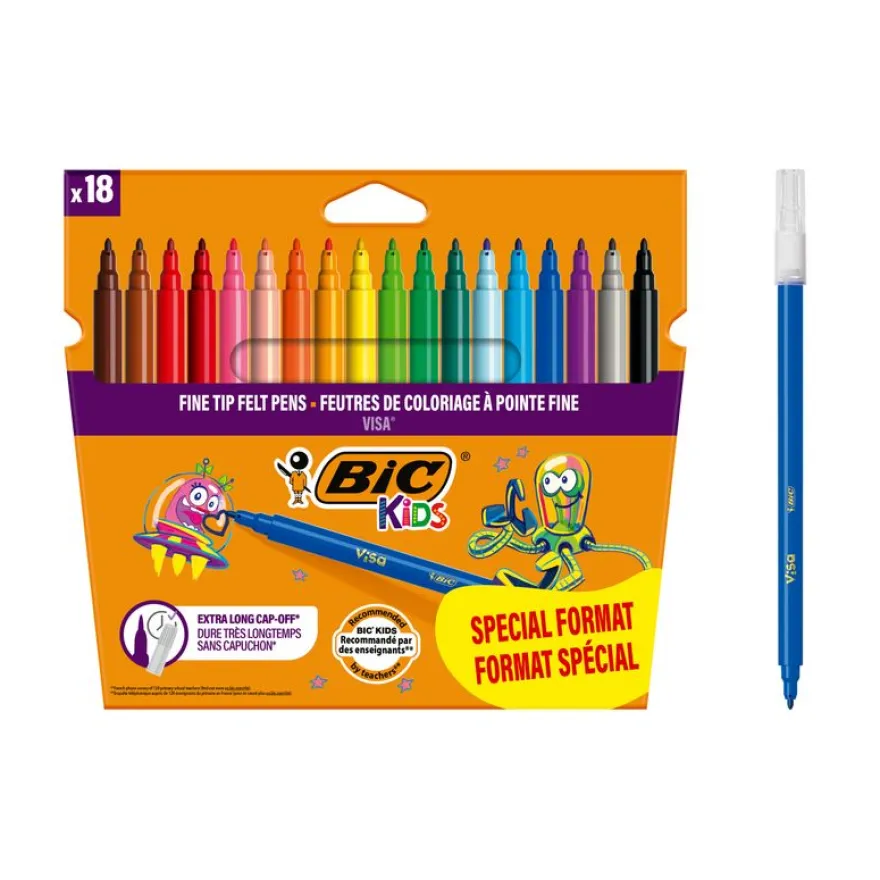 BIC Kids Visa - 18 Feutres format spécial - pointe fine