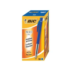 BIC M10 Clic - 50 Stylos à bille - bleu - 1 mm - rétractable