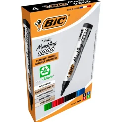 BIC MARKING 2000 - Pack de 4 marqueurs permanents - pointe ogive - couleurs assorties