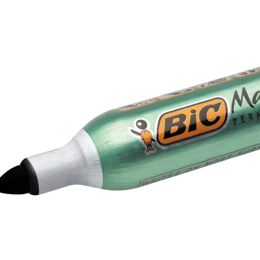 BIC ONYX 1482 - Pack de 12 marqueurs permanents - pointe ogive - noir