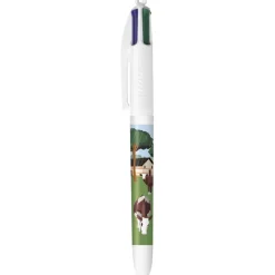 BIC Stylo à Bille 4 Couleurs Original à Pointe Moyenne Rétractable (1,00 mm) - Décors Thématique Normandie avec 5 décors assortis