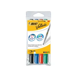 BIC VELLEDA 1741 - 4 Marqueurs - effaçables - pour tableau blanc - noir, rouge, bleu, vert - 1.4 mm