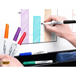 BIC VELLEDA 1741 - Pack de 6 marqueurs effaçables - pointe ogive - couleurs assorties