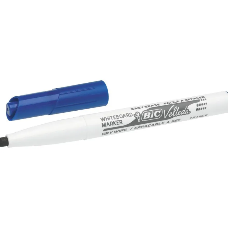 BIC VELLEDA 1741 - Pack de 6 marqueurs effaçables - pointe ogive - couleurs assorties