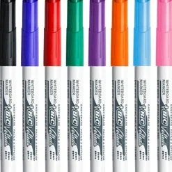 BIC VELLEDA 1741 - Pack de 8 marqueurs effaçables - pointe ogive - couleurs assorties