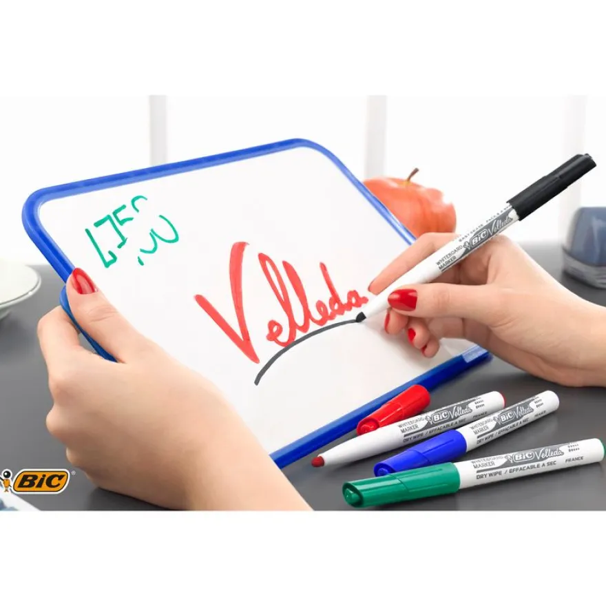 BIC VELLEDA 1741 - Pack de 8 marqueurs effaçables - pointe ogive - couleurs assorties
