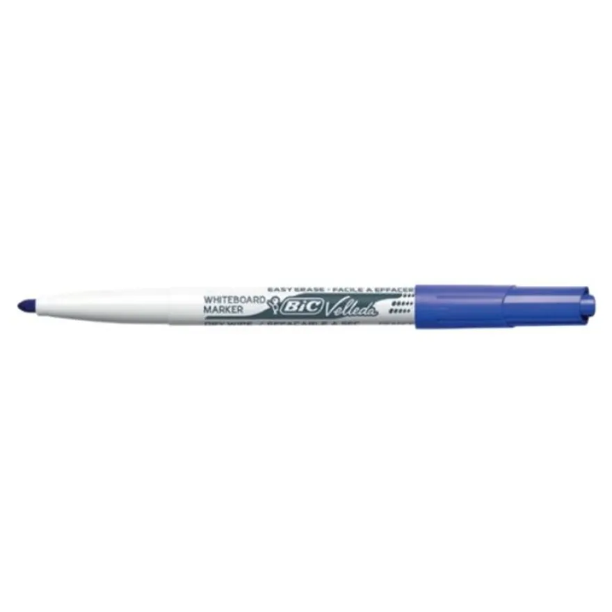 BIC VELLEDA 1741 - Pack de 12 marqueurs effaçables - pointe ogive - bleu