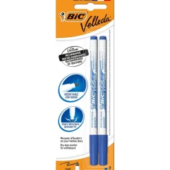 BIC VELLEDA 1721 - Pack de 2 marqueurs effaçables - pointe fine - bleu