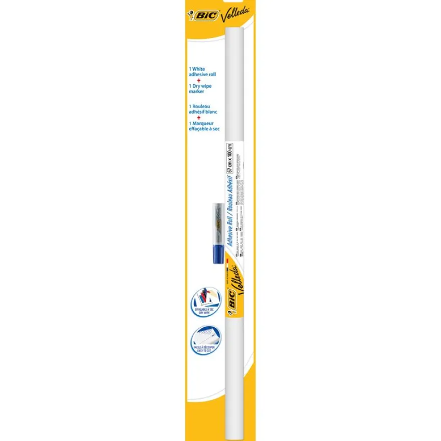 BIC Velleda - Surface effaçable à sec - rouleau adhésif - 67,5 x 100 cm - blanc