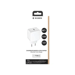 BigBen - Adaptateur alimentation - CA / USB-C - GaN - 65 Watt - blanc