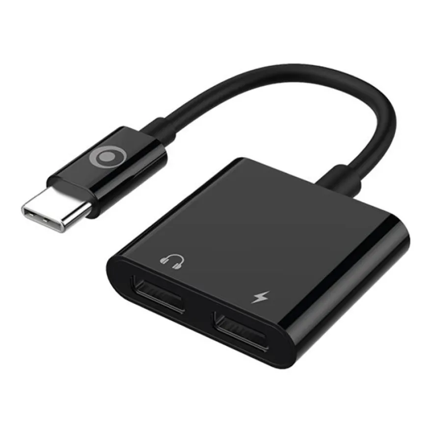 Bigben - Adaptateur USB - 24 pin USB-C (M) pour 24 pin USB-C (F) - USB Power Delivery (60W), alimentation USB + audio - noir