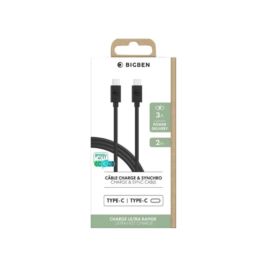 Bigben - Câble de charge et de synchronisation USB-C - 2 m - noir